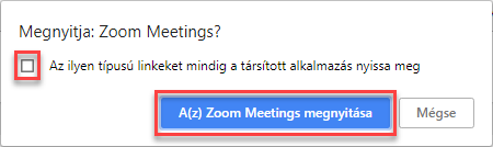 Zoom Meetings megnyitása