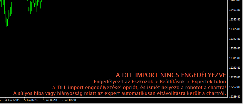 A DLL import nincs engedélyezve